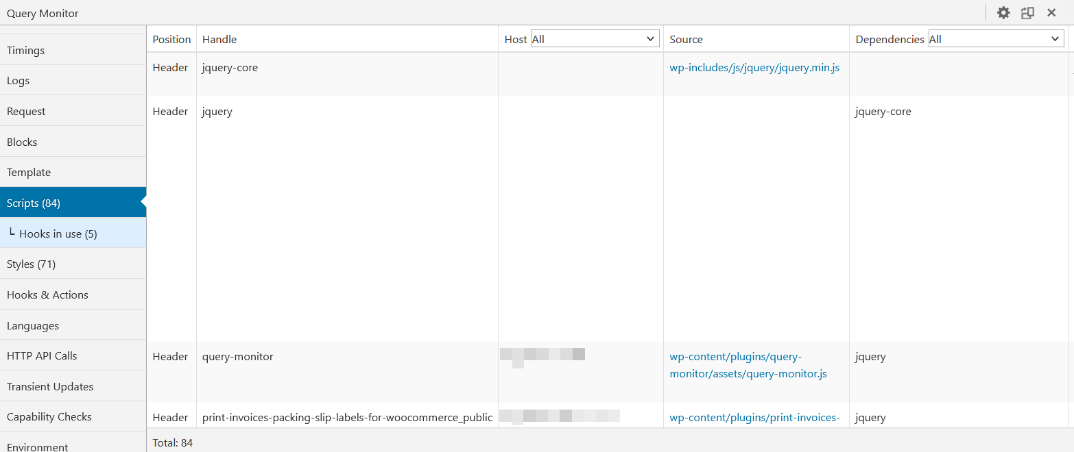 Query Monitor plugin settings